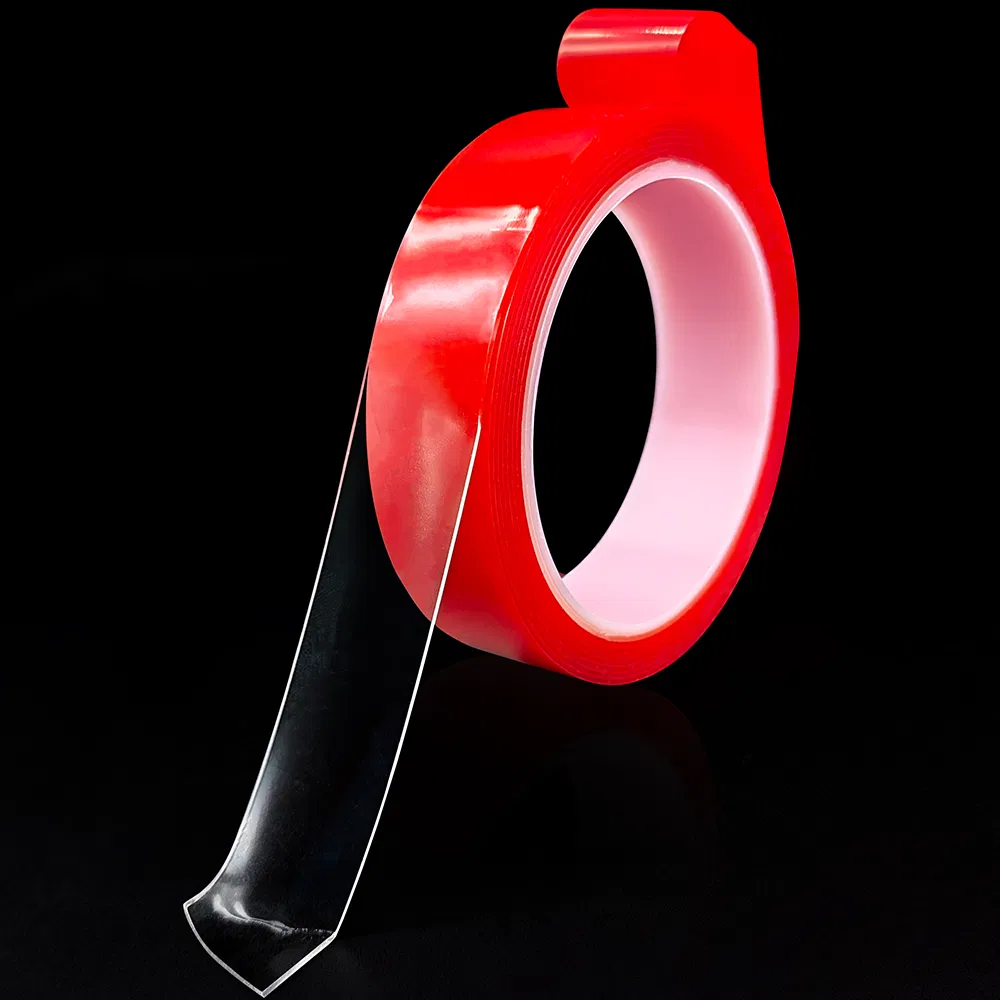Red Liner Clear Polyester Film Strong Acrylic Adhesive Double Sided Tape
