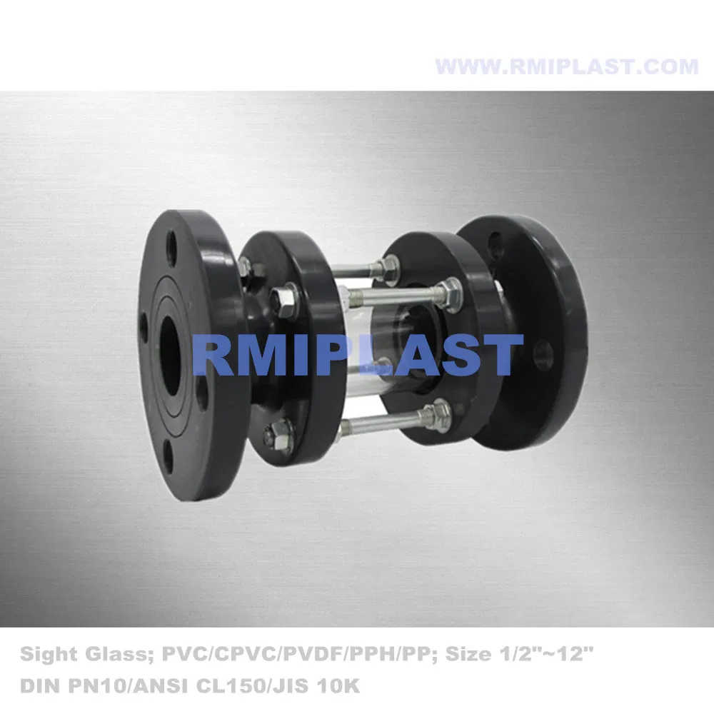 UPVC PVC CPVC FF PP Pph Sight Glass of DN250 DN200 8 Inch 10 Inch PVDF White Sight Glass Equal Flange End by ANSI Cl150 JIS 10K DIN Pn10 Standard for Industrial