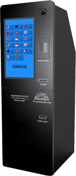 Customized Free Standing Self Service Touch Screen Cash Coin Payment Currency Exchange Kiosk ATM