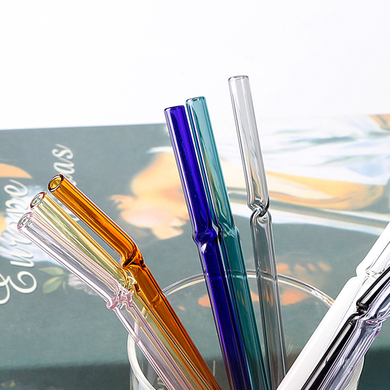 Reusable Glass Straws for Drinking with Strawing Packaging Box and Brush