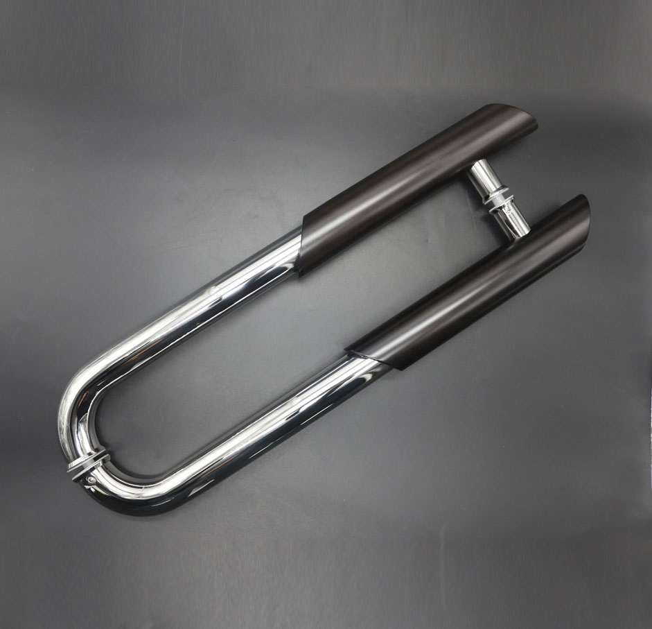 Black and Polish Stainless Steel Glass Door Pull Door Handles