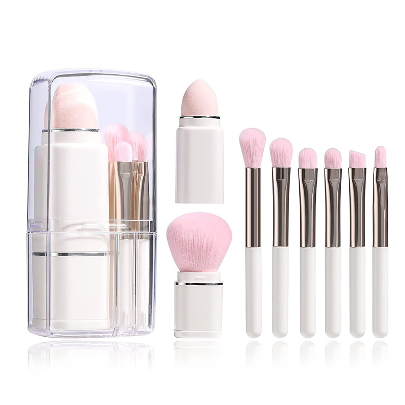 New Portable 8PCS Makeup Brush Set Powder Puff Eyeshadow Travel Set Eyebrow Brush