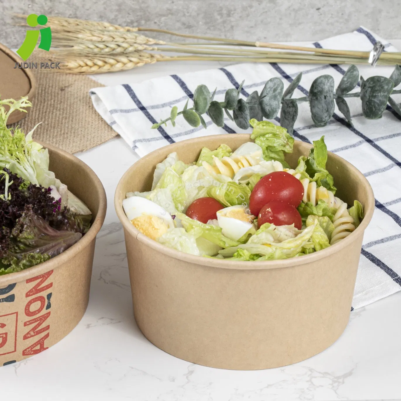 Leak-Proof Customized Kraft Paper Disposable Waterproof Paper Bowls for Ice Cream and Salad