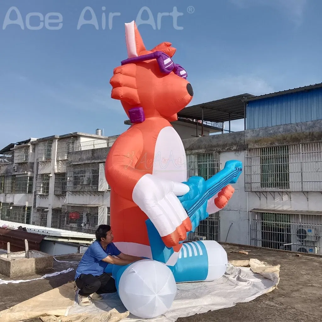 Inflatable Fox with Guitar Inflatable Animal Cartoon Animal Balloon for Outdoor Advertising Promotion Event Decoration