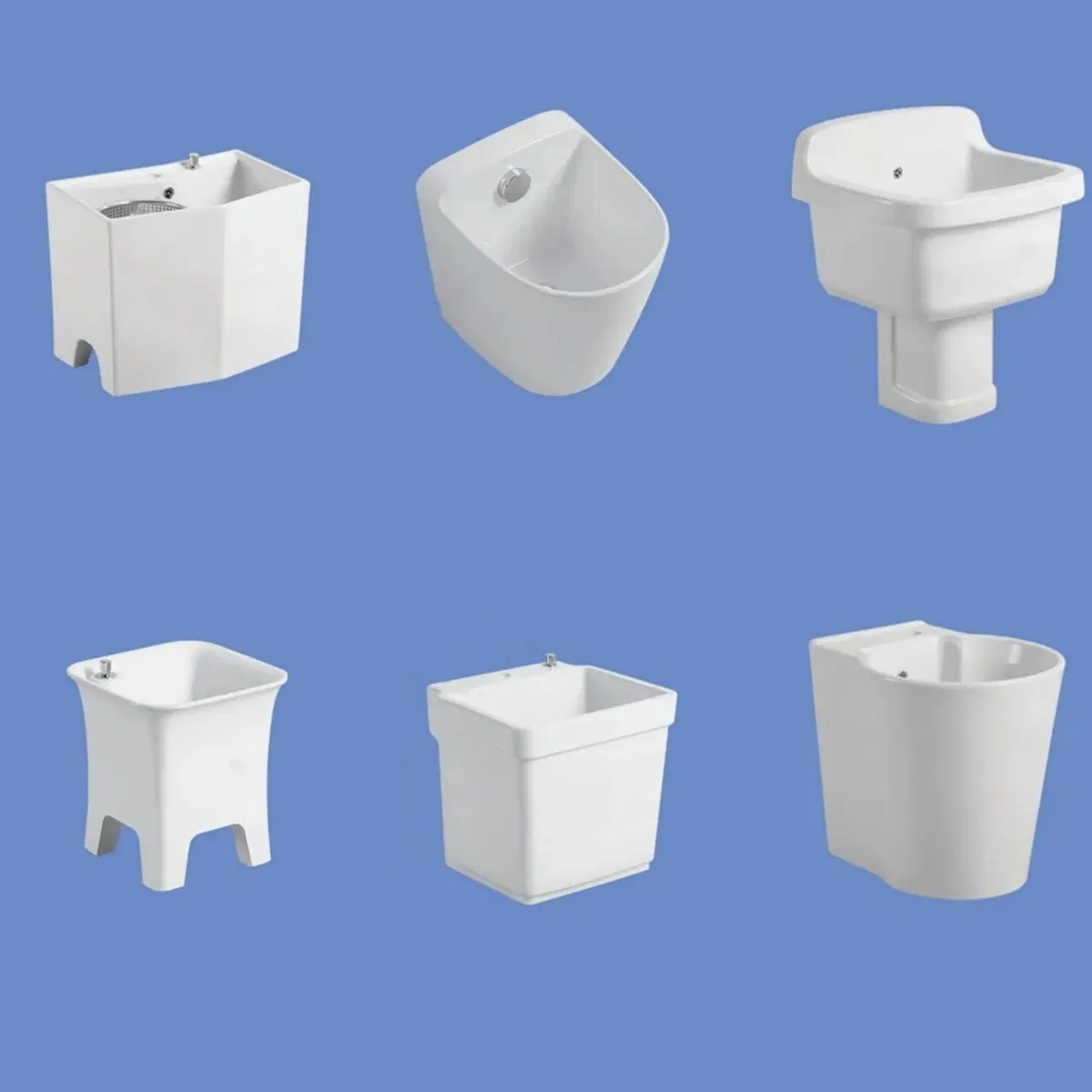 Wholesale White Glazed Ceramic Mop Tub Sink Outdoor Use Rectangular Shape