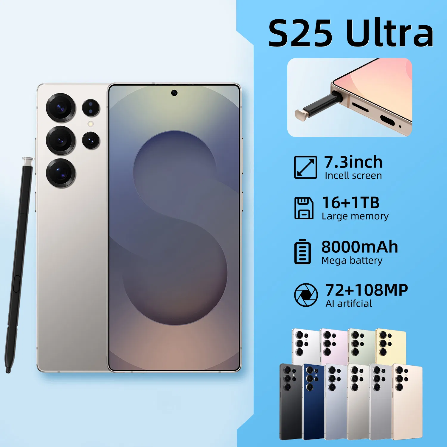 Global S25 Ultra 2tb Android Smartphone 7.3 Inch Quad Core Phone Low Price 4G&5g Features