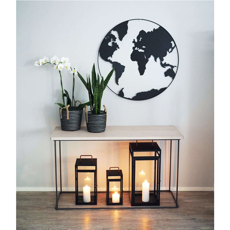 White Metal World Map for Decoration