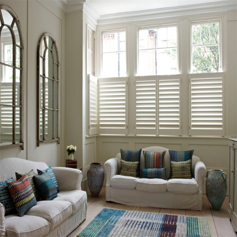 Good Quality Wooden Plantation Shutters It Can Be Folded and Guide Rail Is Optional
