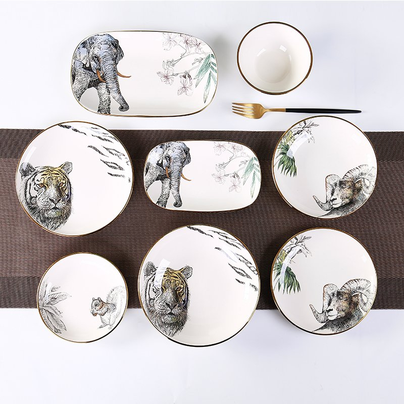 Wholesale High Quality Decal Animal Pattern Soup Ceramic Dinner Bowl