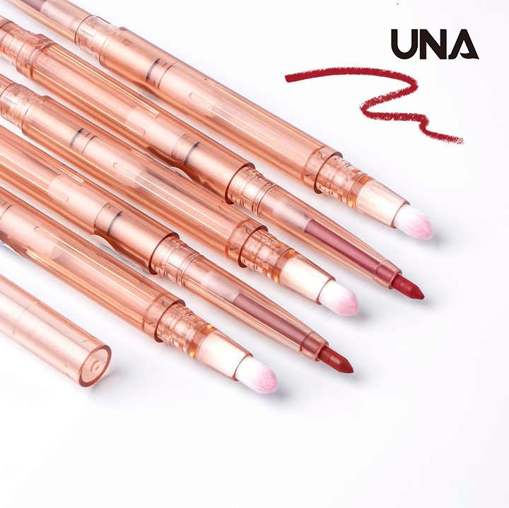 New Arrival Pink Lipliner Pencil Double Head Retractable Lip Liner with Lip Brush Pigmented Lip Liner for Dark Skin