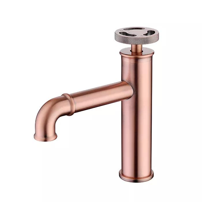 Sanipro Retro Industrial Style Matte Red Rose Gold Copper Brass Wash Basin Mixer Tap Faucet Bathroom Taps