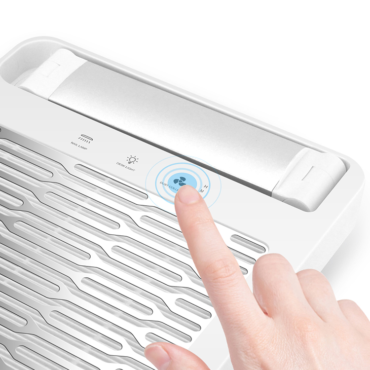 Luxury Touch Screen Nail Dust Collector with Foldable Flash Cure Lamp Light for Nail Station