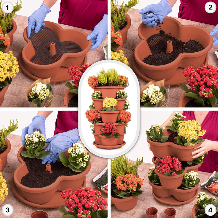 Горшок пластиковый 5 ярусов штабелируемый для цветов