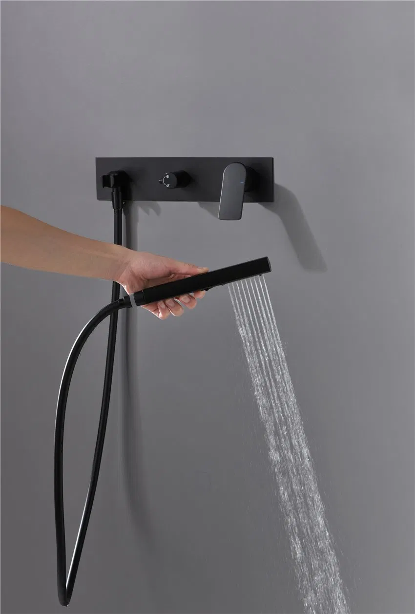 Luxury Brushed Gold Rain Shower System Square Bathroom Thermostatic Shower Mixer Faucet