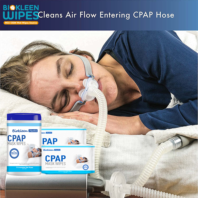 OEM Factory Price Disposable Organic Bamboo Fabric Biodegradable 70CT Aloe Vera CPAP Cleaner Wipes