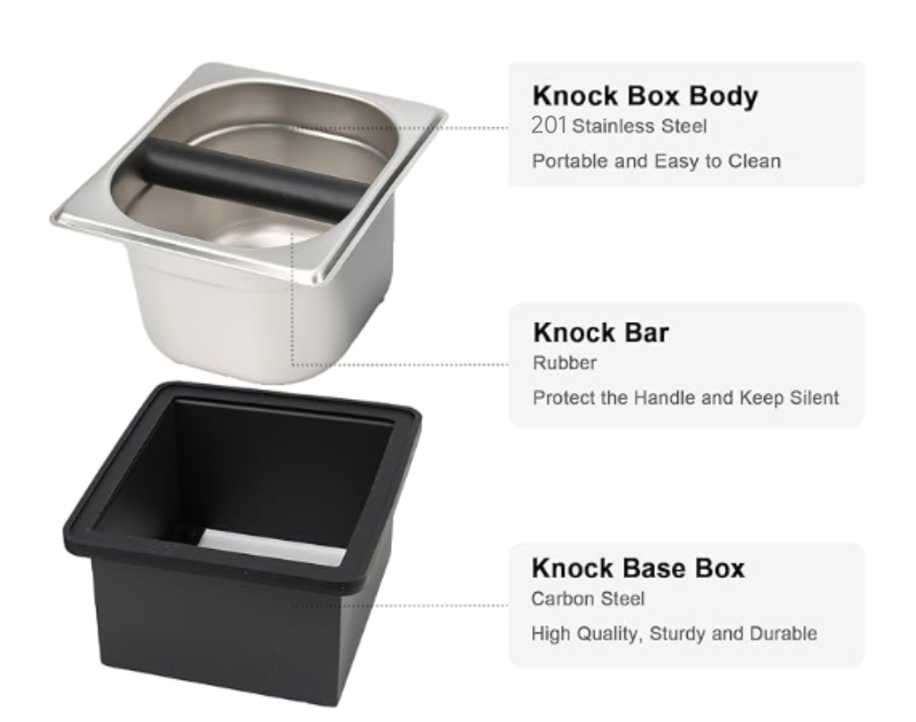 Stainless Steel Embedded Coffee Grounds Knock Box Black