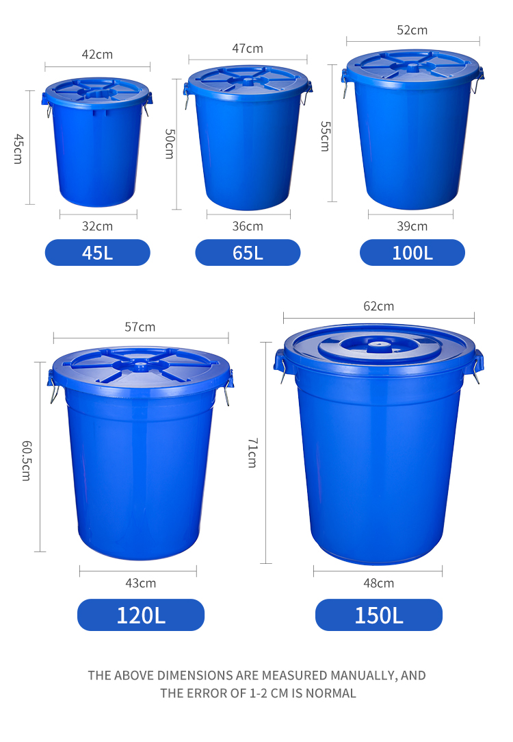 Customized Commercial Supplies Food Grade Large Round Plastic White Bucket with Cover