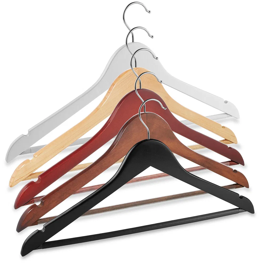 Solid Wooden Top and Bottom Clothes Hangers Made of High Quality Wood for Shirt Coat Suit Pants Trousers and Luxurious Garment Display