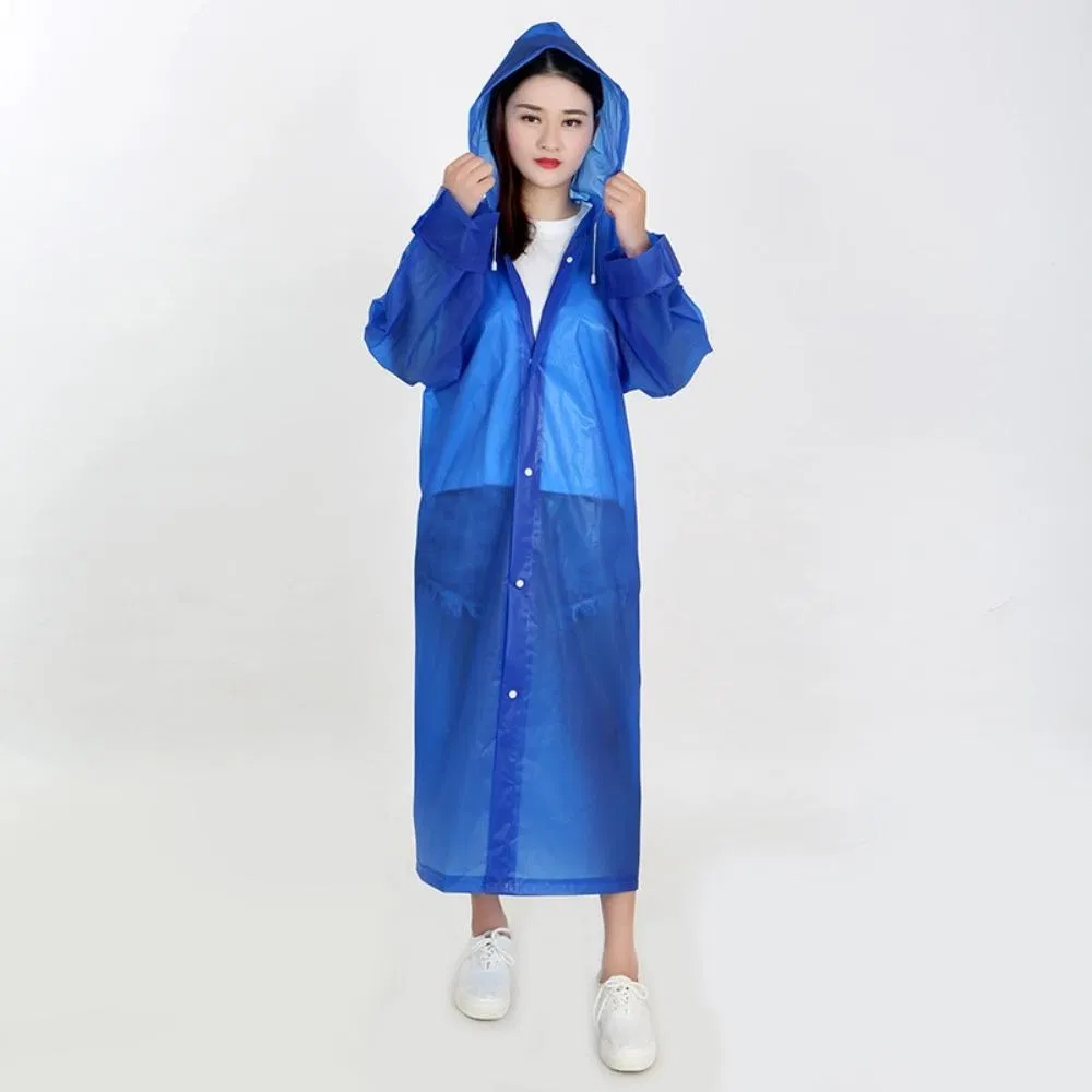 Portable Hooded Rain Coat Adult Thick Transparent Outdoor Travel Hoodie Rainwear Wyz20380