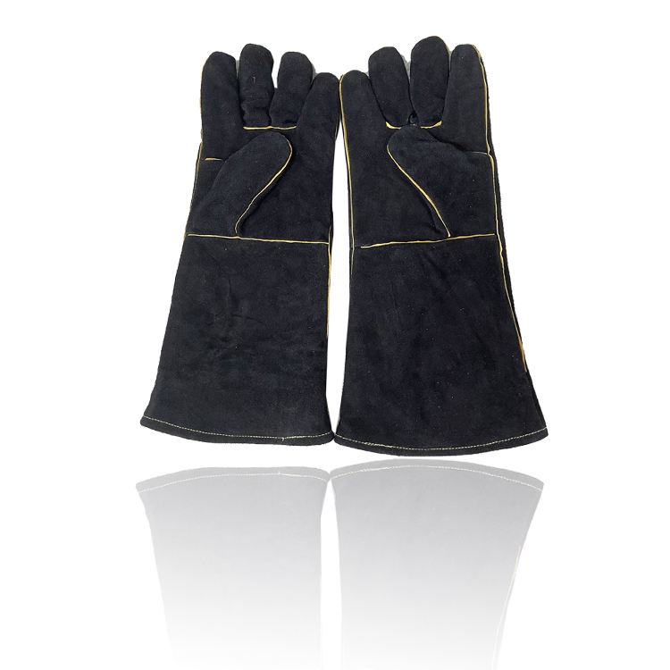 Food Grade Cowhide Cotton Heat Resistant Gloves BBQ Oven Mittens for Baking