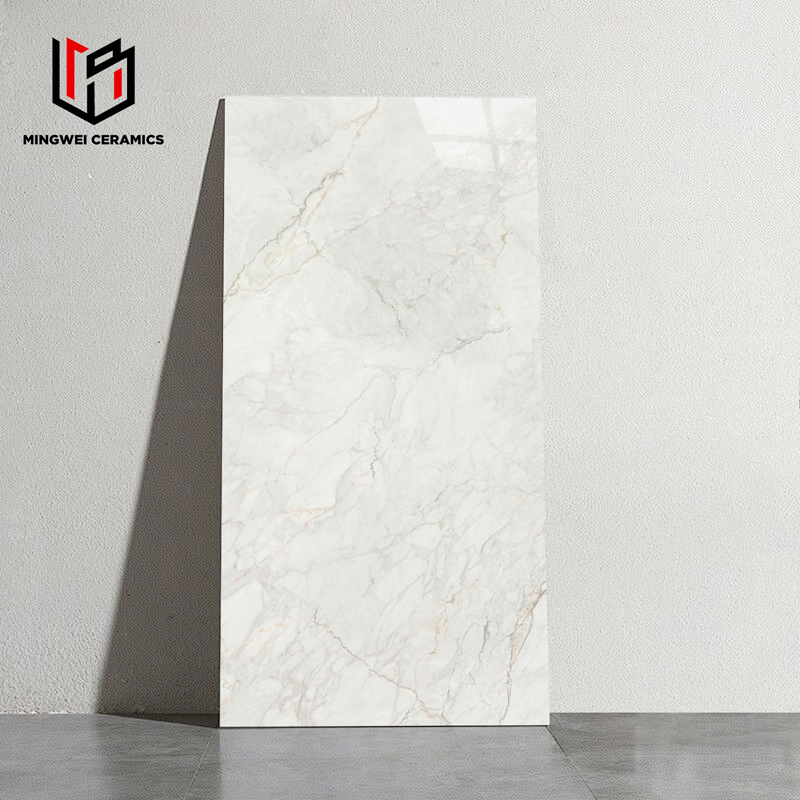 Soft Taupe Marble Look Porcelain Tile Polished Surface for Modern Decor 600X1200mm Direct
