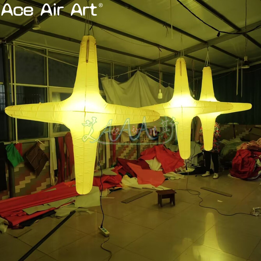 Hanging Inflatable Cross Star with LED Light for Party/Event Decoration