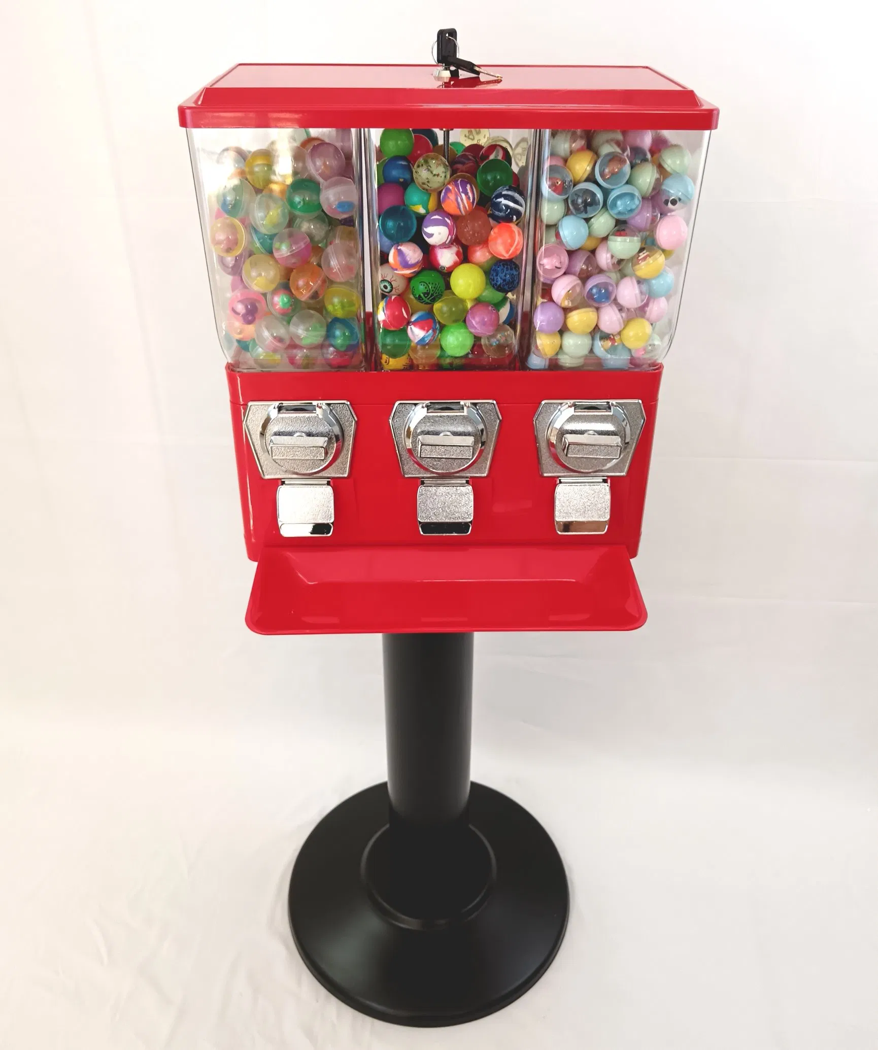 Ak19 Plastic Triple Vendor Gumball Bulk Candy Vending Machine