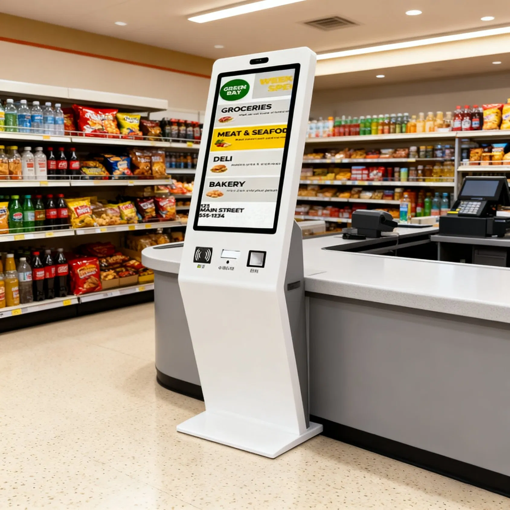 43 Inch Self-Service Queuing Reg Machine Ordering Fast Food Payment Kiosk with Thermal Printer and Qr Code Scanner