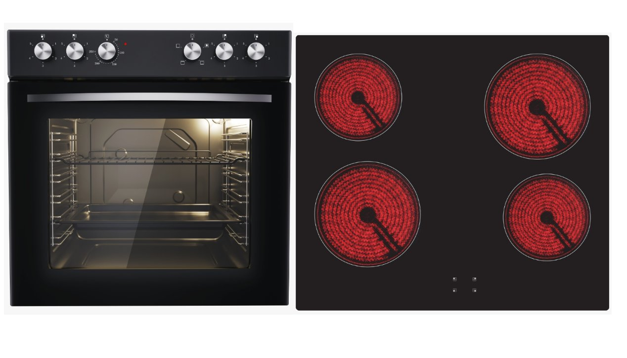 Combi Built-in Oven (6 function, black) & Built-in 60cm Ceramic Cook Top