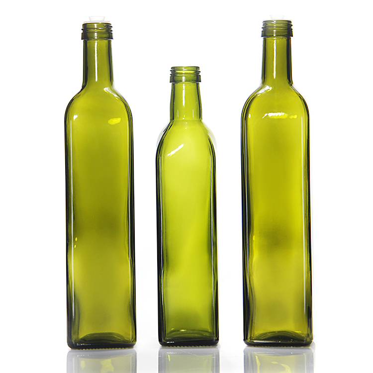 High Quality 250ml 500ml 750ml Transparent Square Glass Olive Oil Bottle with Tamper Evident Cap