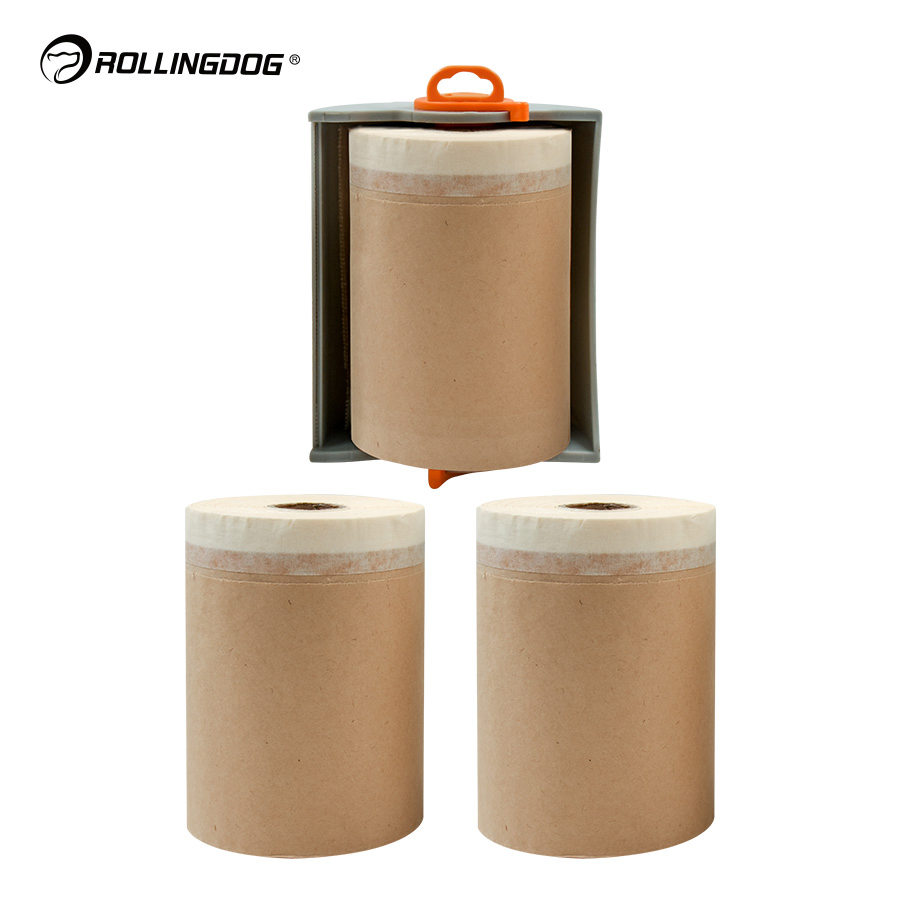 Rollingdog-PRO 81321 4PC Pre - Taped Paper Drop Sheet Rolls with Dispenser Set