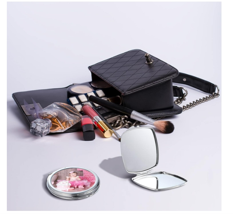 Bulk Sublimation Compact Mirrors Foldable Double-Sided Travel Makeup Mirrors
