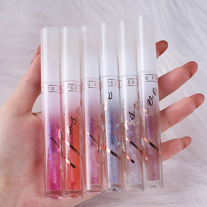 Cosmetic Jelly Clear Lip Oil Water Light Moisturizing Plump Glitter Lipgloss