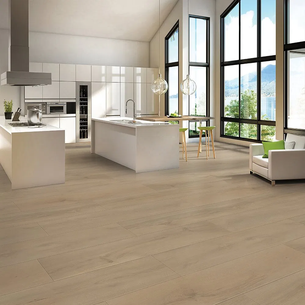 New Innovation Wood Look Embossed Surface Flooring Waterproof Laminate PVC Free Floor Click Lock Fiberboard Flooring