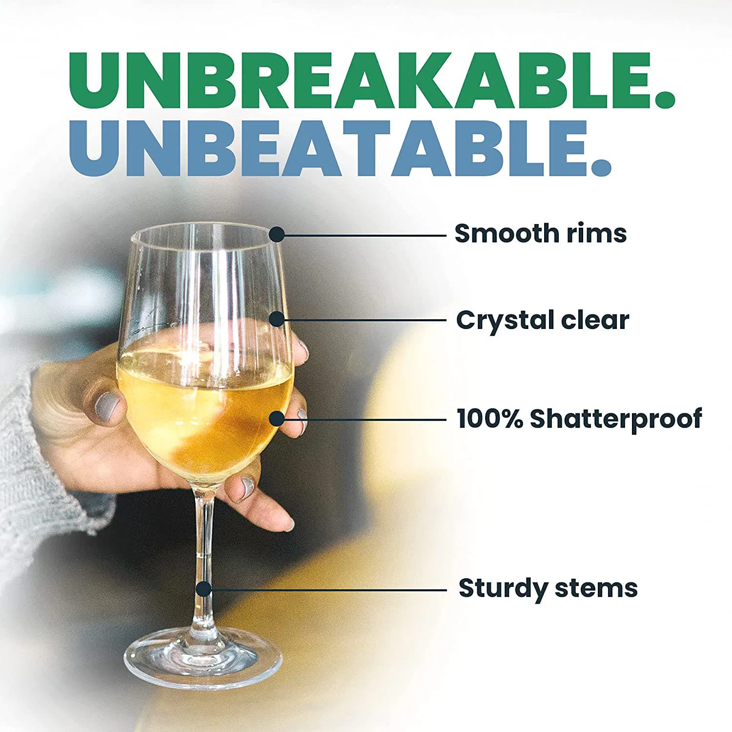 12 Ounce Amazon Unbreakable Clear Plastic Wine Glass with Stem for Bowmore Braw Scot Brora Bruichladdich