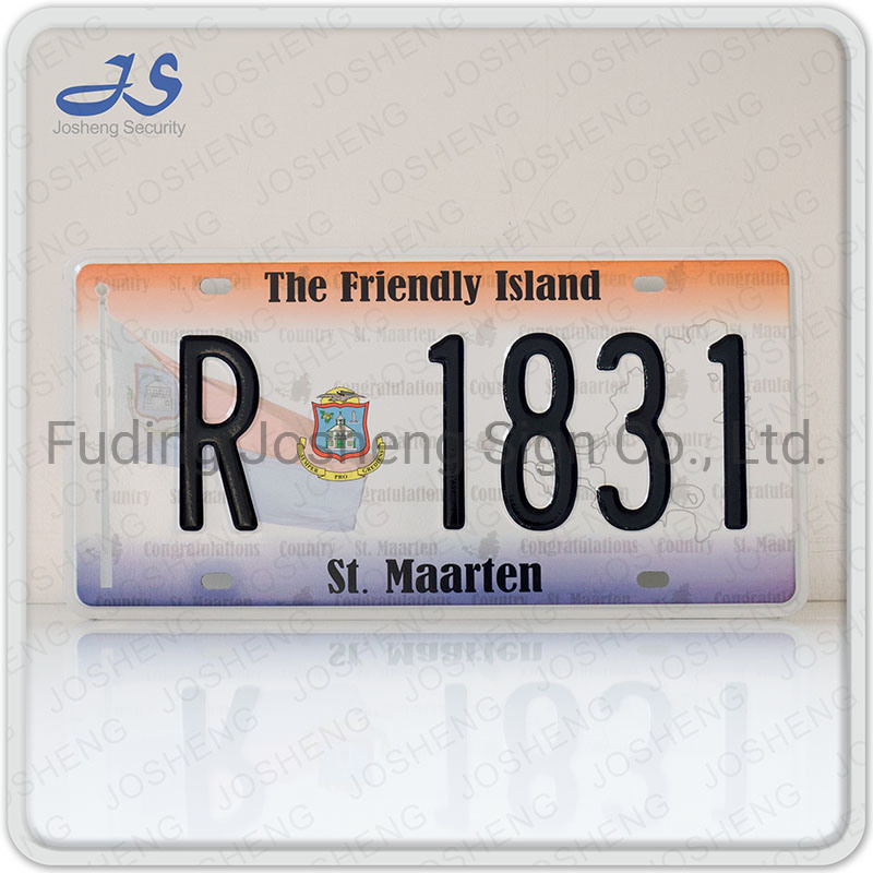 Номерной знак St. Maarten для авто, желтый алюминиевый