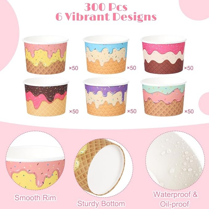 Brighthomey Paper Ice Cream Bowl 8 Oz Dessert Bowl