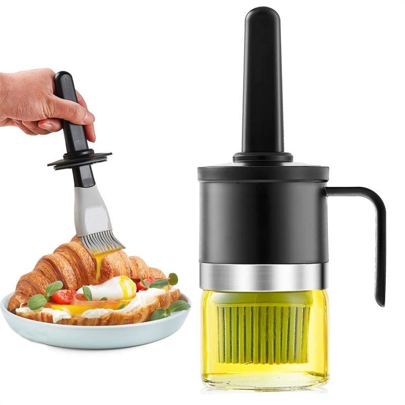 300ml Olive Oil Bottle Kitchen Oil Dispenser Bottle with Silicone Brush