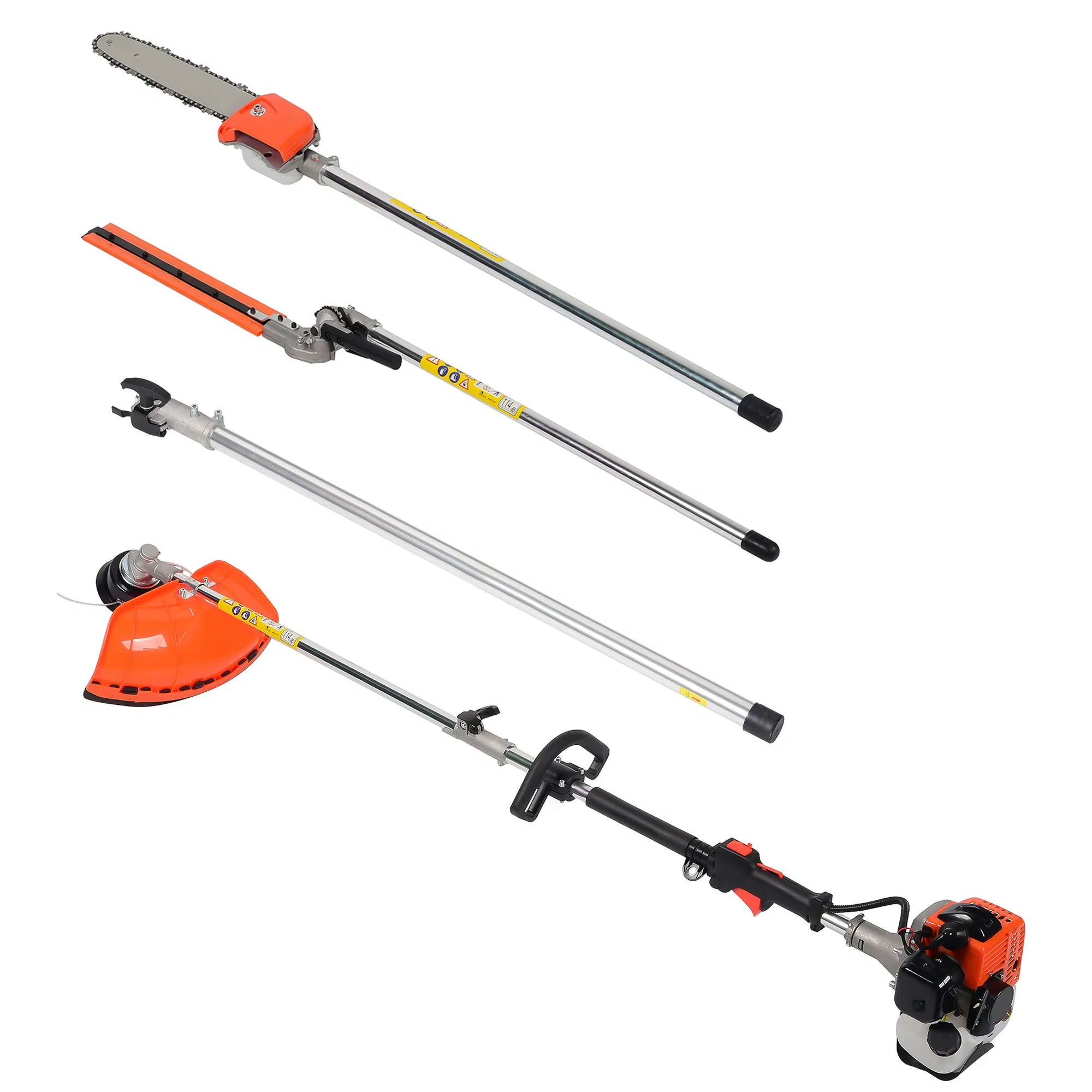 Multi-Functional 4in1 Gasoline Brush Cutter Hedge Trimmer Long Pole Saw Grass Trimmer