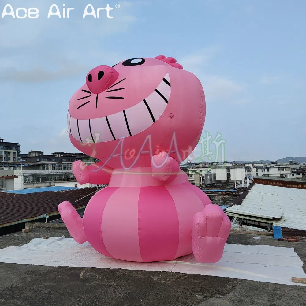 Door to Door Alice in Wonderland Inflatable Cat Cartoon Inflatable Big Mouth Cat Balloon Model for Outdoor Parade Events