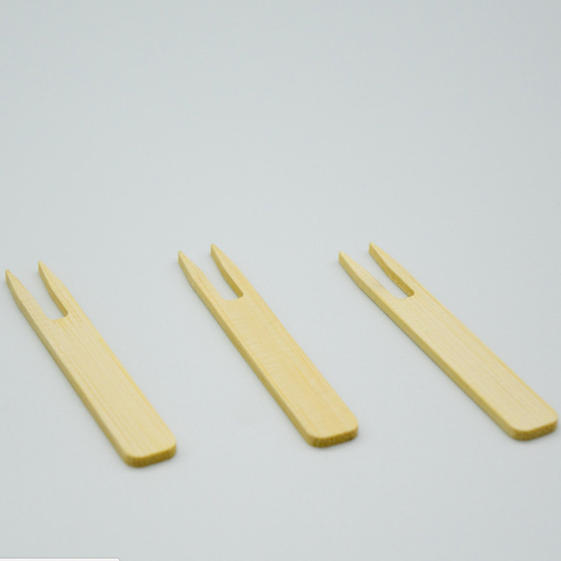 Biodegradable Disposable Bamboo Cutlery 65mm Length Bamboo Fork Custom for Fruit