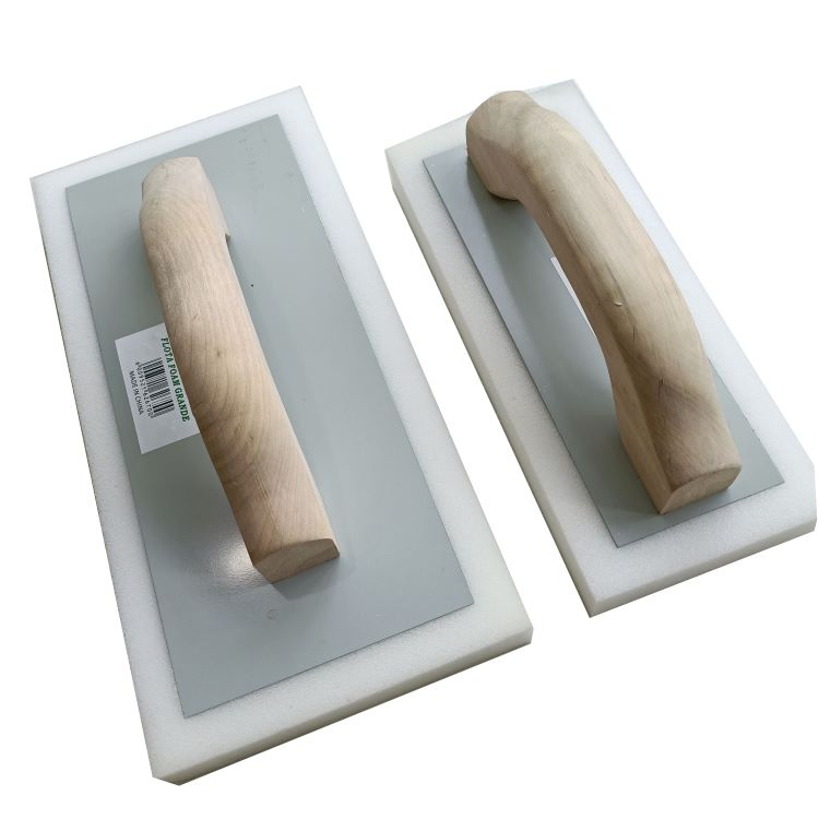 White Sponge Iron Plate Spray Plastic Wooden Handle Plaster Trowel.