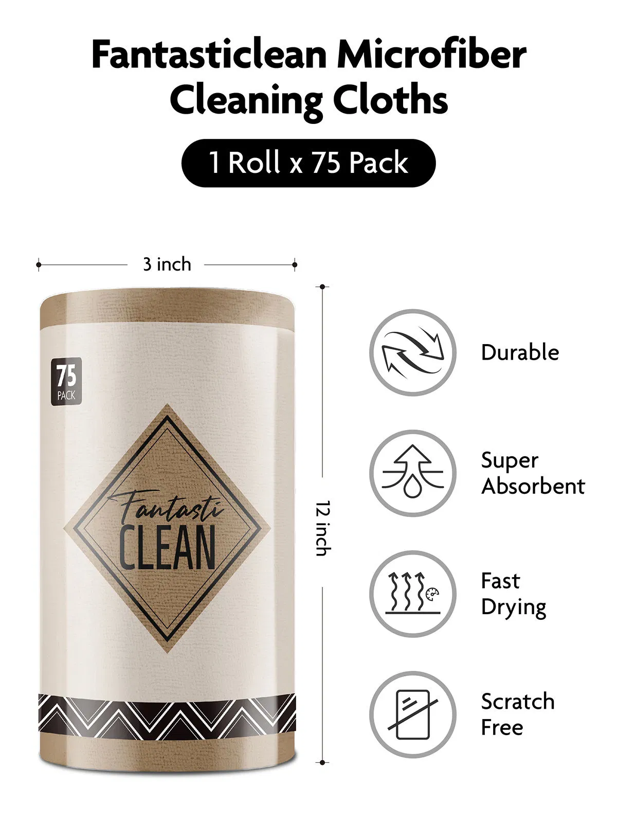 Fantasticlean Cleaning Cloth Tear Away Microfiber Roll Cleaning Towels Reusable and Washable Cloths for House