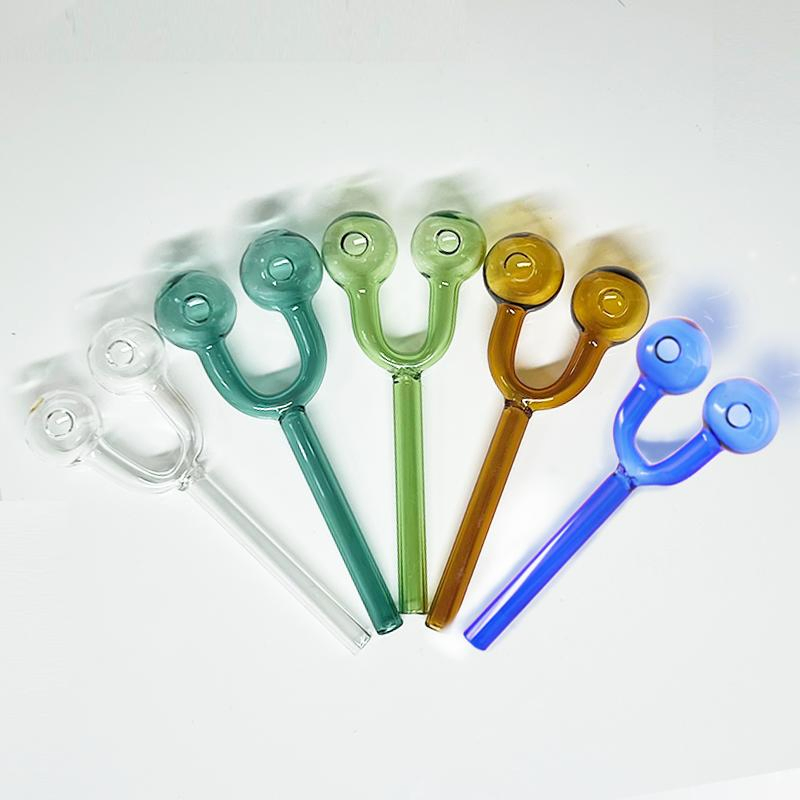 Double Globe Oil Burner Pipes Assorted Colors Sweet Puff Glass Water Pipe