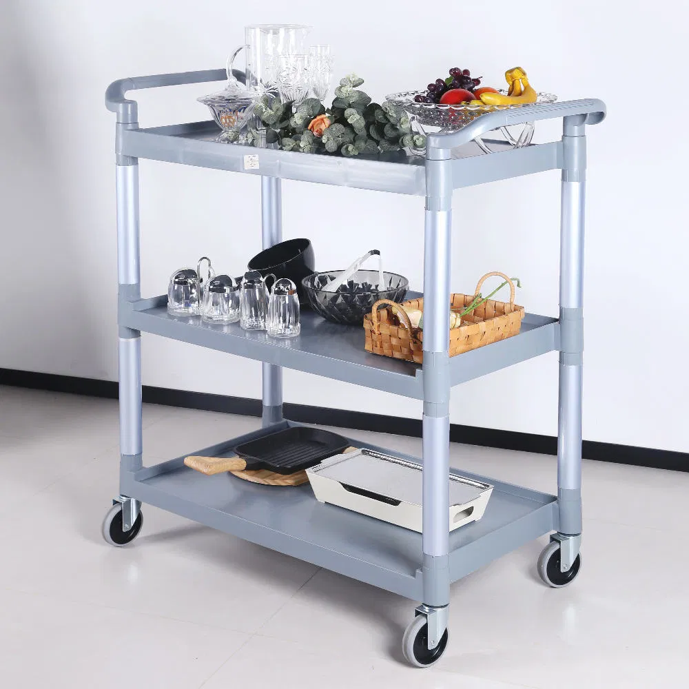4-Wheel PP Hotel Trolley - Serving/Cleaning Cart with Bucket