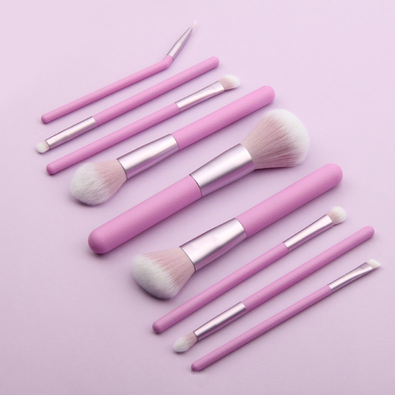 High Quality 9PCS Purple Makeup Brushes Kabuki Foundation Blending Contour Face Powder Eyeshadow Make up Brush Set