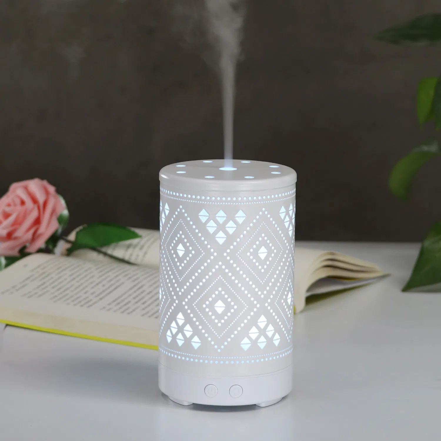 Skeleton Pattern Iron Art Aroma Diffuser with LED Light Home Decoration