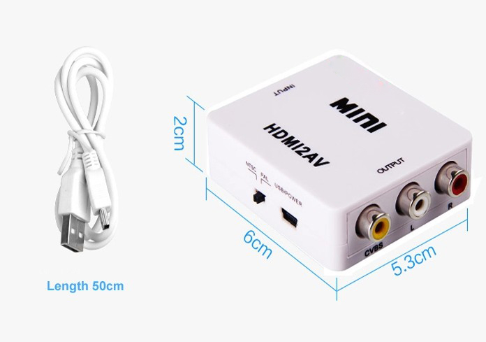 Конвертер HDMI в AV RCA, портативный, 1080P