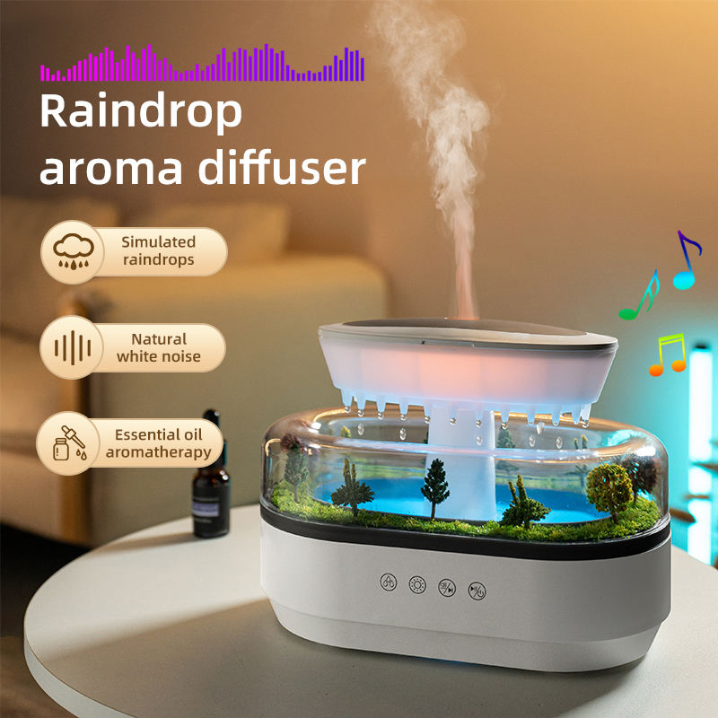 White Noise Humidifier Aromatherapy Machine Color Light Raindrop Humidifier