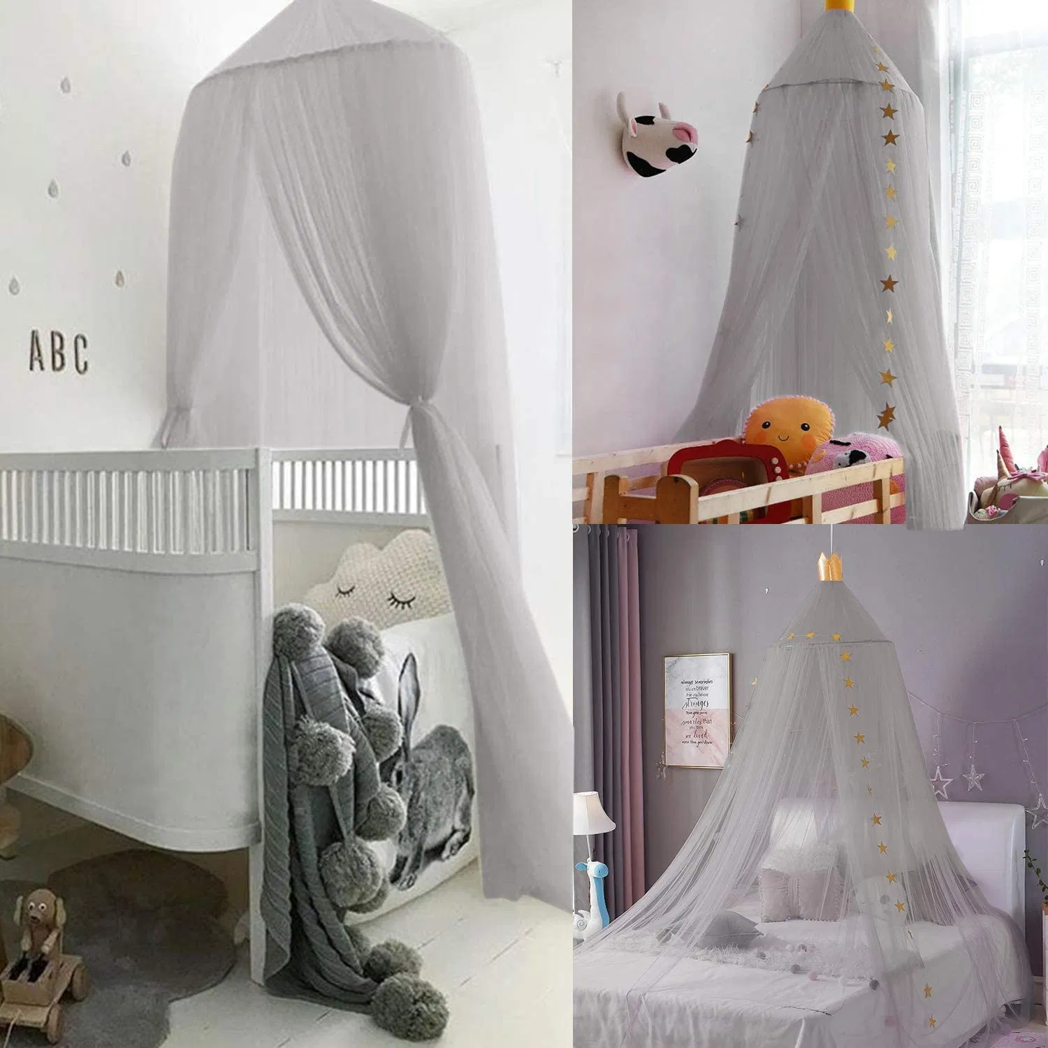 Bed Canopy for Kids Room Decor Round Lace Mosquito Net